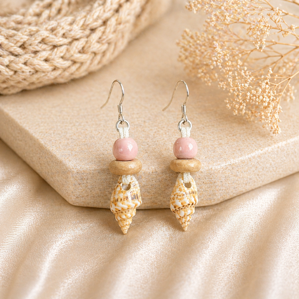 LaVieEnRose - Muschelohrringe - rosa * beige