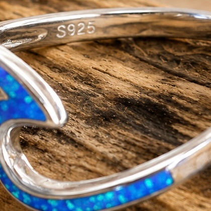Ocean Glow Ring - Wellenring - blau